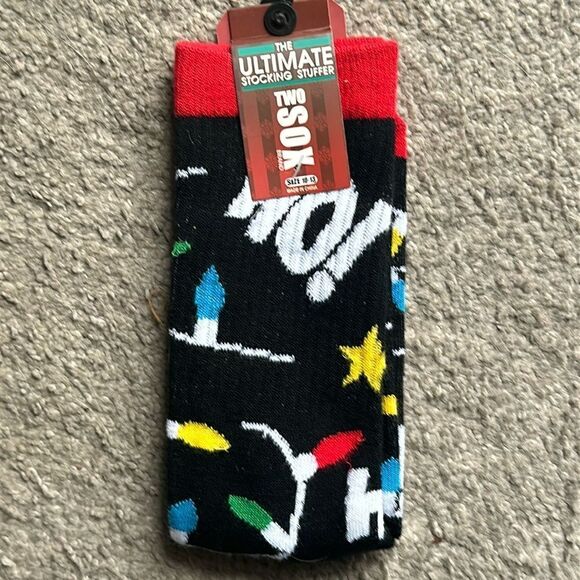 Two Sox Christmas Lights Ho! Ho! Ho! Crew Socks! - Picture 1 of 6